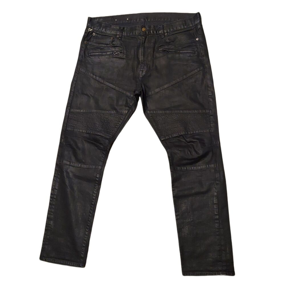 Ralph Lauren Denim & Supply Waxed Biker Jeans Balmain Inspired Size 36x32